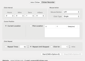 software - 1Clicker Auto Clicker for Mac 1.1 screenshot