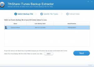 7thShare iTunes Backup Extractor screenshot