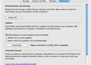 Full Adobe Flash Player for Mac OS X screenshot