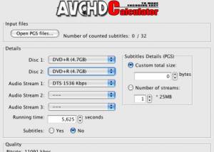 AVCHDCalculator for Mac OS X screenshot