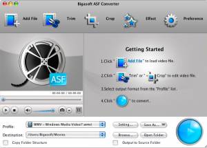 Bigasoft ASF Converter for Mac screenshot