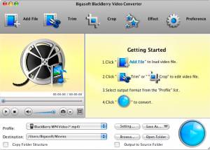 Bigasoft BlackBerry Video Converter for Mac screenshot