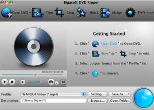 Bigasoft DVD Ripper for Mac screenshot