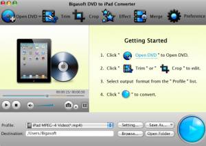 software - Bigasoft DVD to iPad Converter for Mac 3.1.7.4672 screenshot