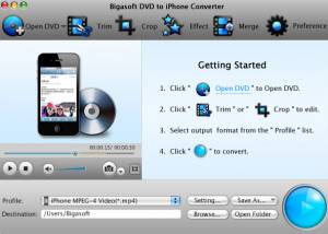 Bigasoft DVD to iPhone Converter for Mac screenshot