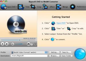 software - Bigasoft DVD to WebM Converter for Mac 3.1.8.4694 screenshot