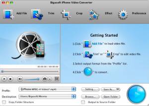 software - Bigasoft iPhone Video Converter for Mac 3.7.49.5044 screenshot