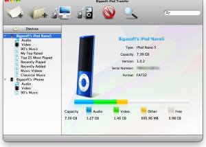 Bigasoft iPod Transfer for Mac screenshot