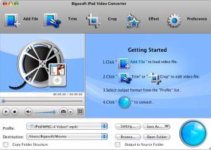 Bigasoft iPod Video Converter for Mac screenshot