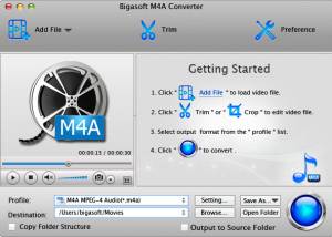 Bigasoft M4A Converter for Mac screenshot