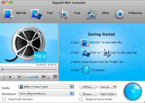 Bigasoft MKV Converter for Mac screenshot