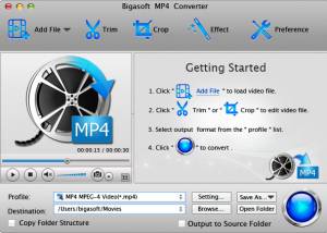 Bigasoft MP4 Converter for Mac screenshot