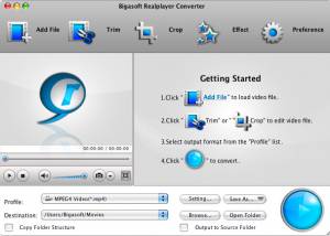 Bigasoft RealPlayer Converter for Mac screenshot