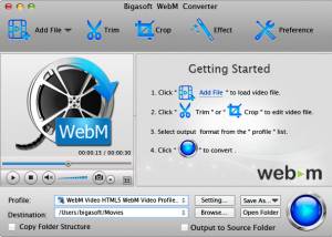 Bigasoft WebM Converter for Mac screenshot