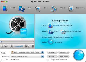 Bigasoft WMV Converter for Mac screenshot