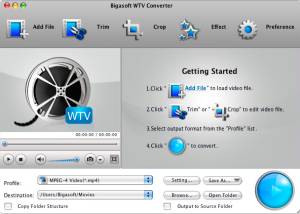 Bigasoft WTV Converter for Mac screenshot