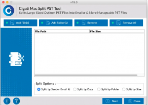 Cigati Mac PST Splitter screenshot
