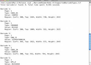 software - Dynamsoft Barcode Reader for Mac 4.2 screenshot