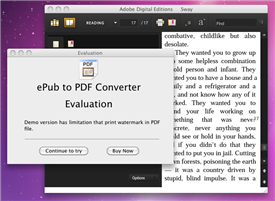 ePub to PDF converter screenshot