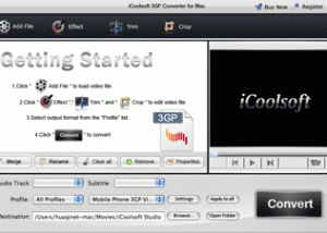 software - iCoolsoft 3GP Converter for Mac 3.1.08 screenshot