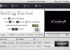 iCoolsoft AVCHD Converter for Mac screenshot