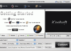 software - iCoolsoft Flash Converter for Mac 3.1.08 screenshot