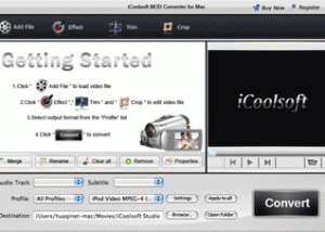 software - iCoolsoft MOD Converter for Mac 3.1.08 screenshot