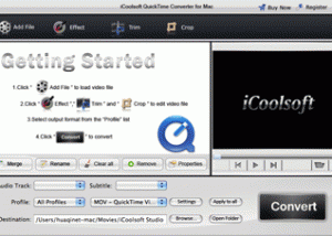 iCoolsoft QuickTime Converter for Mac screenshot