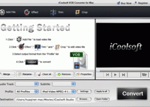 software - iCoolsoft VOB Converter for Mac 3.1.08 screenshot