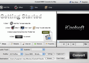 software - iCoolsoft WMV Converter for Mac 3.1.08 screenshot