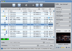 ImTOO DVD to iPod Converter for Mac screenshot