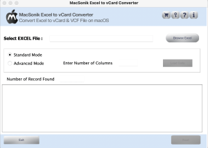 MacSonik Excel to vCard Converter screenshot