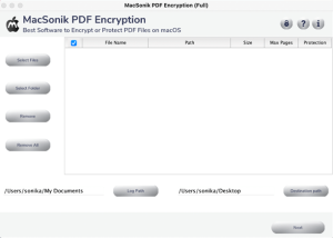 MacSonik PDF Encryption screenshot