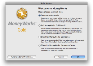MoneyWorks Cashbook for Mac OS X screenshot