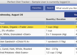 software - Perfect Diet Tracker for Mac OS X 3.10.28 screenshot