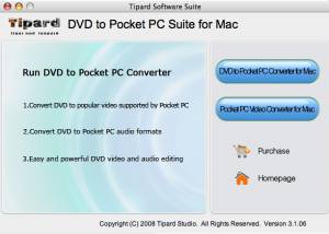 software - Tipard DVD to Pocket PC Suite for Mac 3.1.06 screenshot