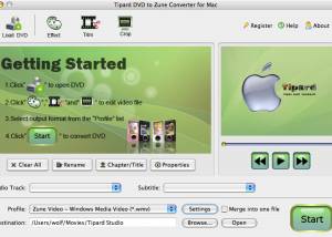 software - Tipard DVD to Zune Converter for Mac 3.6.06 screenshot